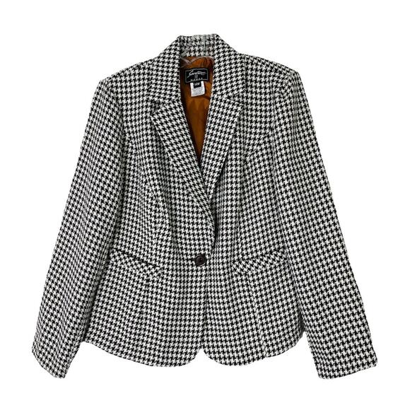 sweet suit Jackets & Blazers - NEW Vintage brown cream houndstooth check button preppy office blazer 14W